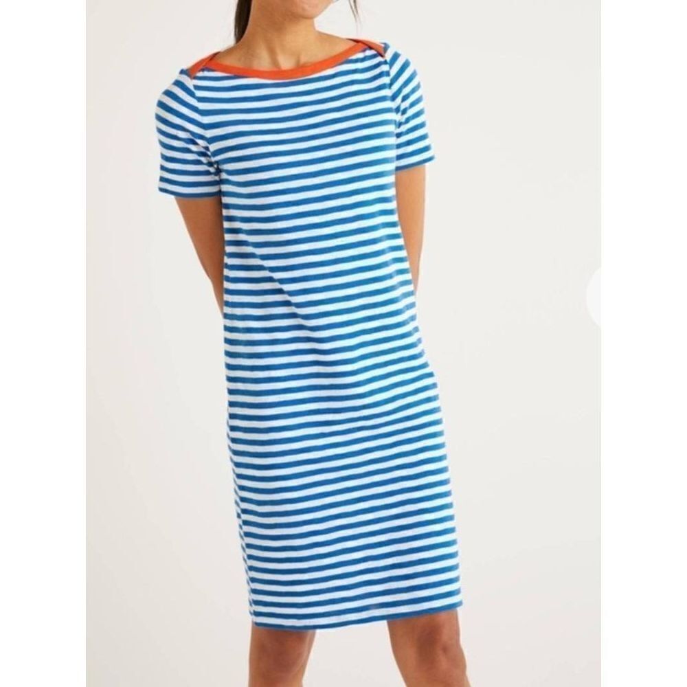 Boden Georgia Jersey striped blue&white T-Shirt Dress sz 8P